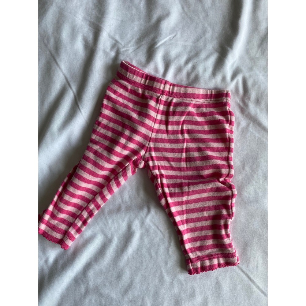 Carters Baby Girl Pink Striped Monkey Applique Leggings Size 3 Months